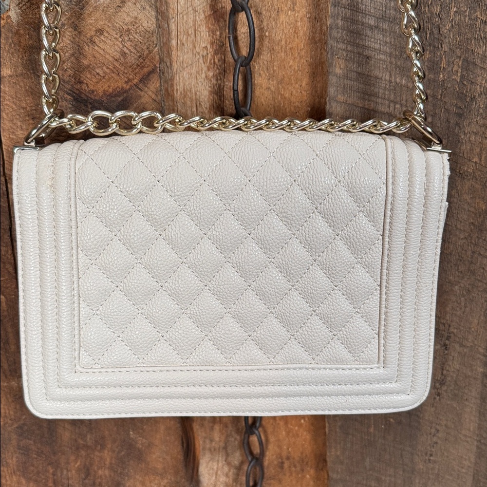 Forever 21 Cream Quilted Shoulder Bag